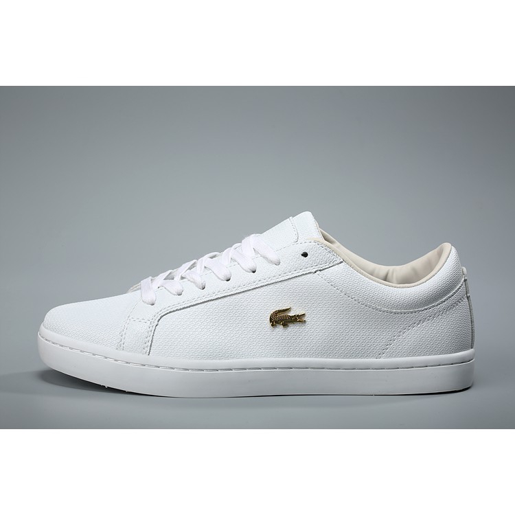 lacoste white and gold shoes