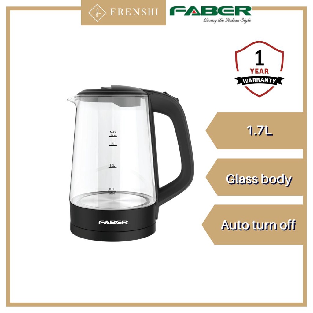 Faber Glass Jug Kettle FCK Oceano 170BK (1.7L) [ FRENSHI ] Shopee