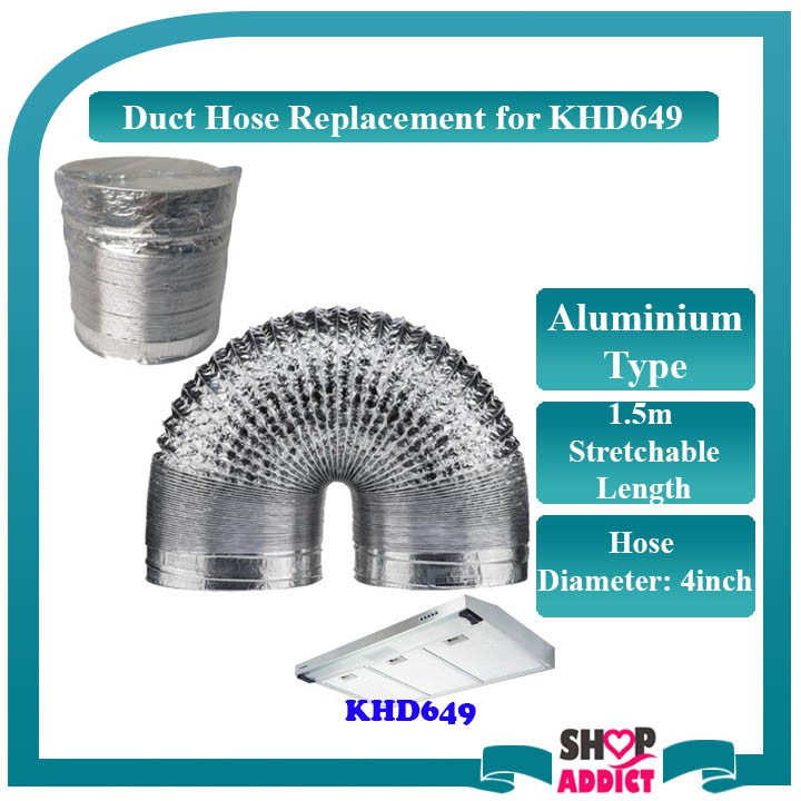 Aluminium 1.5m Stretchable Length Cooker Hood Duct Hose Replacement for