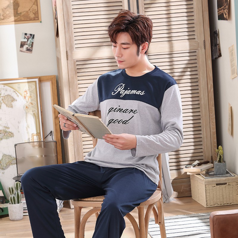 2019 Autumn Cotton Pajama Sets For Men Long Sleeve Soft