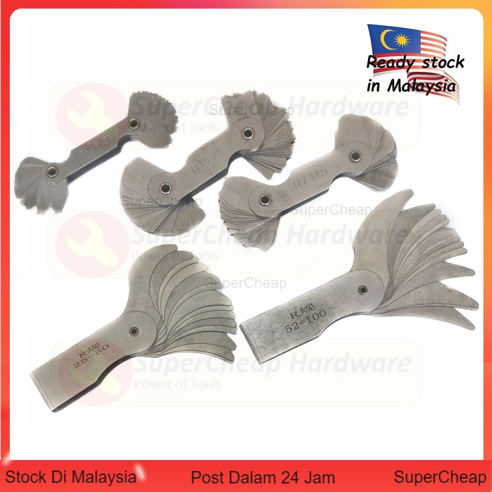 Radius Gauge R1R100 Fillet Gauge Feeler Metric Engine Cylinder Head Curve Measuring Tool