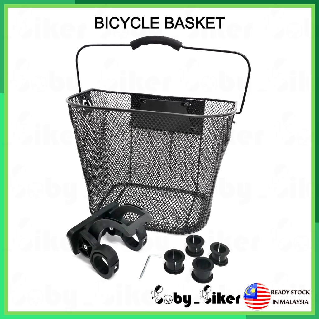 Bicycle Metal Mesh Basket Quick Release Handle Bicycle Front Foldable