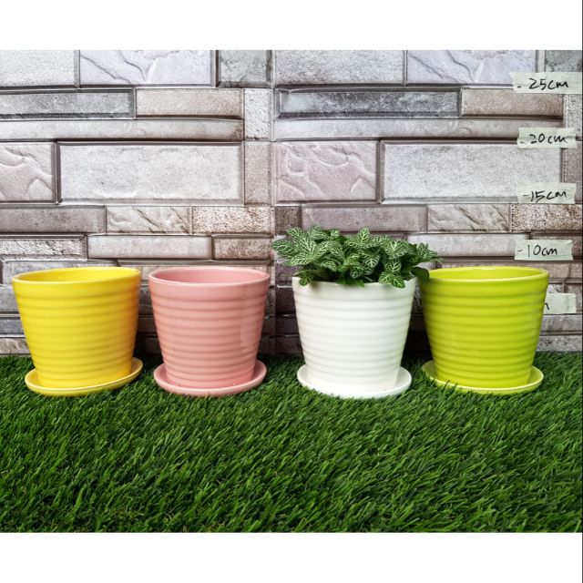 Small Pot  Porcelain Pasu Kaca  White Green Pink Yellow 