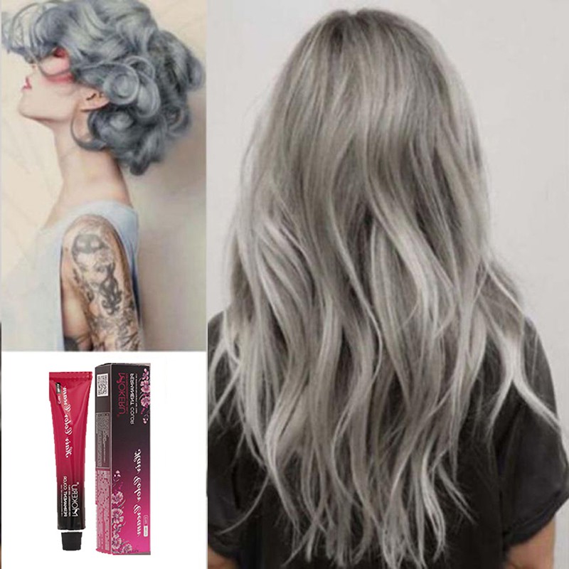 Mokeru 100ml Professional Use Natural Hair Dye Permanent Grey Ash Purple Hair Color Dye Cream