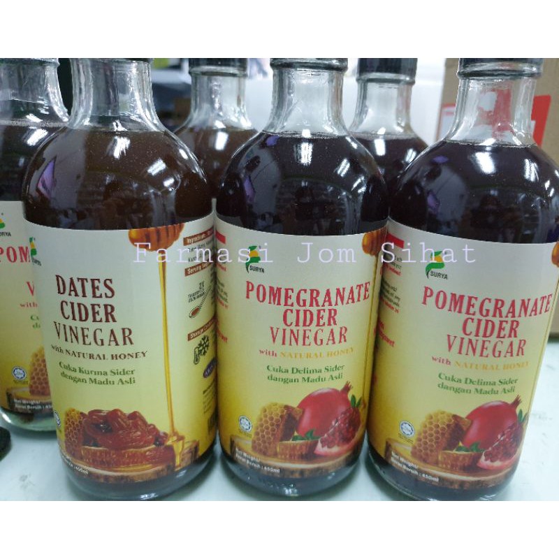 Buy Surya Cuka Epal Delima Kurma Sider Apple Promeganate Dates Vinegar Cider Madu Asli Honey Halal 450ml Perut Kembung Seetracker Malaysia