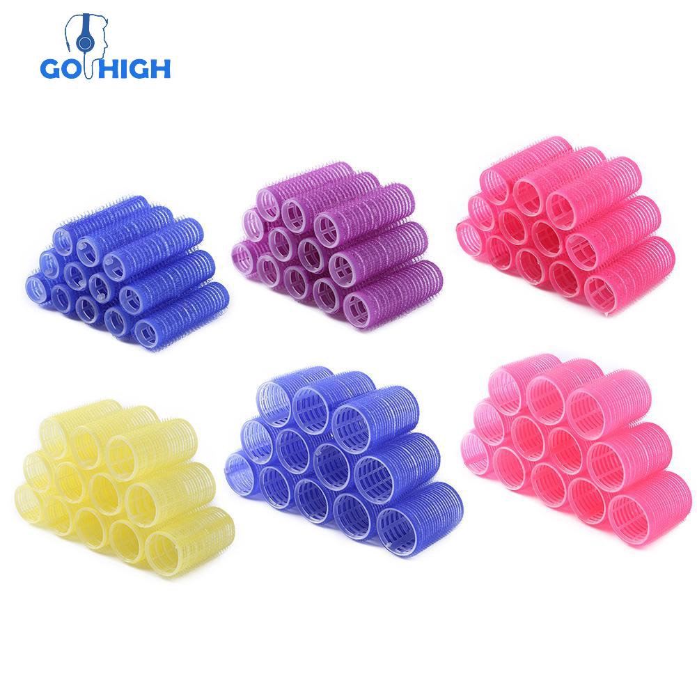 Goの12pcs Self Grip Hair Rollers Cling Any Size Diy Hairdressing