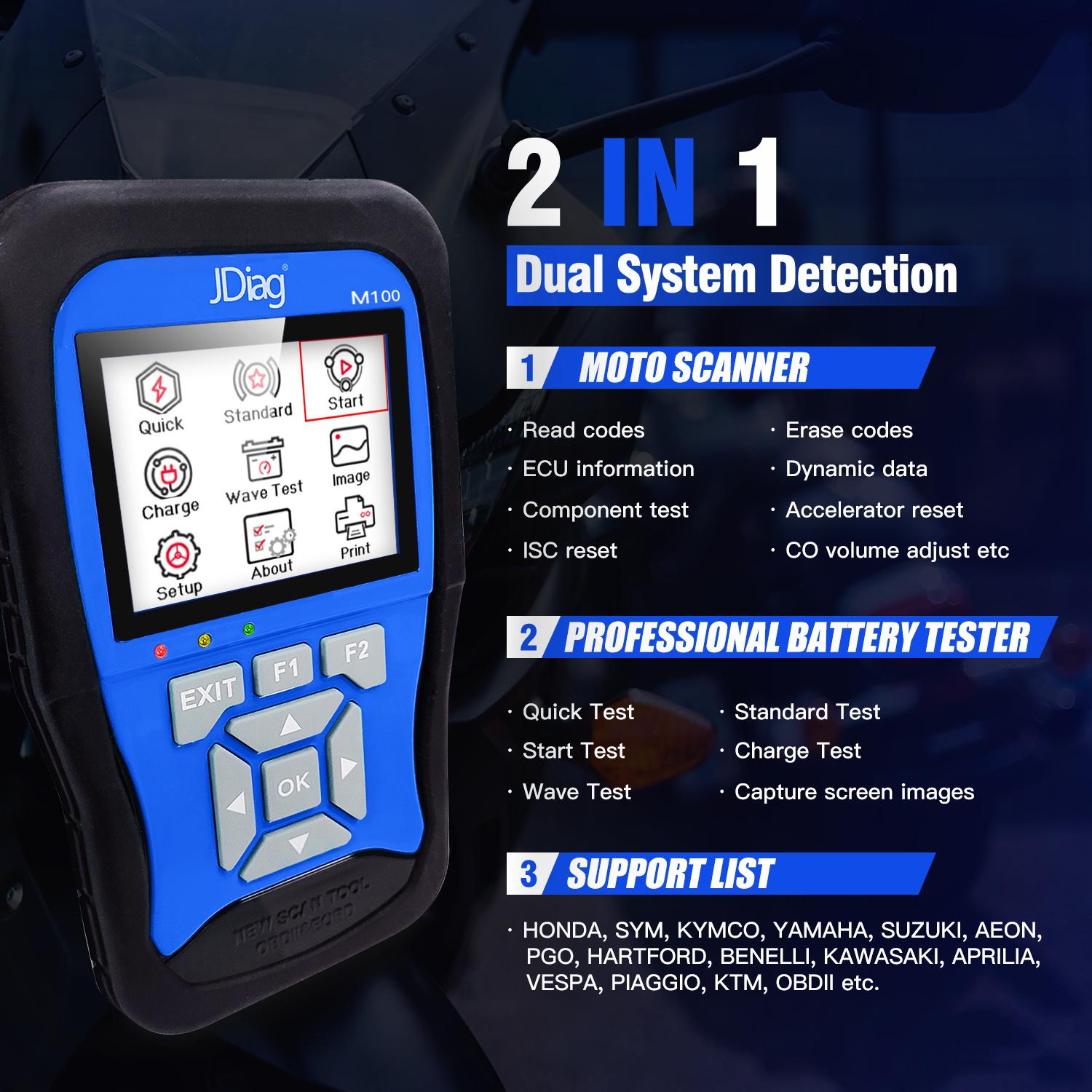 Buy Autool Jdiag Simplified Version Handheld Motorcycle Scanner Obd2 Diagnosis Battery Test Obdii System Fault Detection Clear Code Code Key M100 Seetracker Malaysia