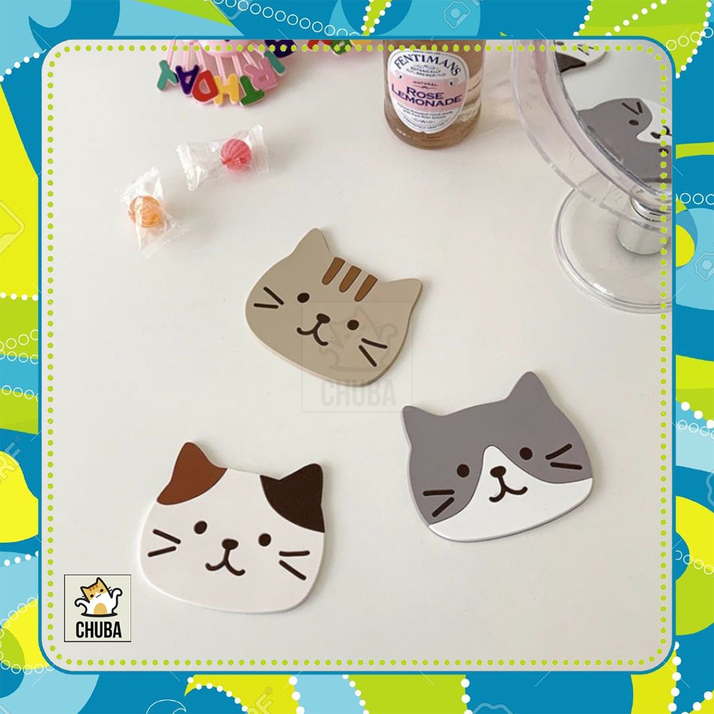 Cat Shape Coaster Insulation Mat Easy to Clean for Kitchen Dining