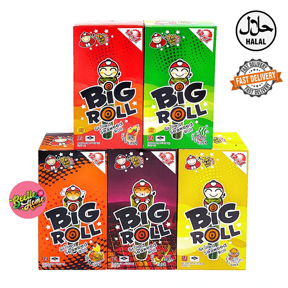 Tao Kae Noi Big Roll Seaweed 12+1Pcs 小老板紫菜卷 Halal / Vegetarian | Shopee ...