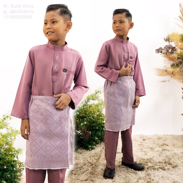  Baju Melayu Budak  Anak Kanak Kanak Ungu Soft Dusty Purple 