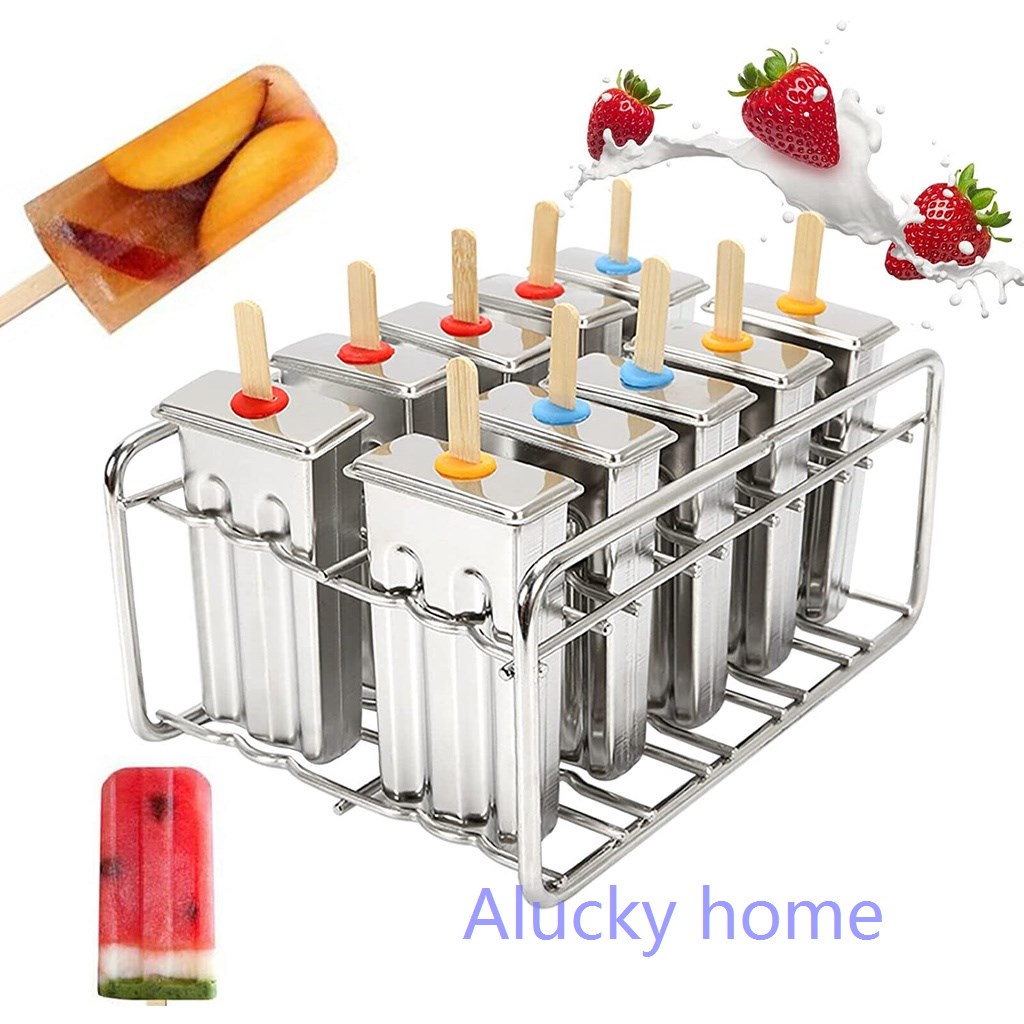 Ice Cream Maker Bekas Acuan Ais Krim Batang Stainless Steel Ice Cream Mould Popsicle Mould Ais Krim Maker Wooden Sticks house Decoration