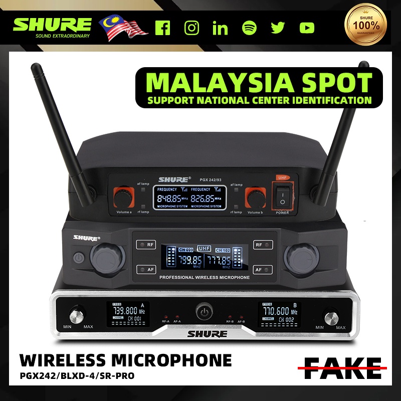 Shure PGX242/BLXD4/SRXPRO/GLXD4/UHF wireless Microphone Can Change