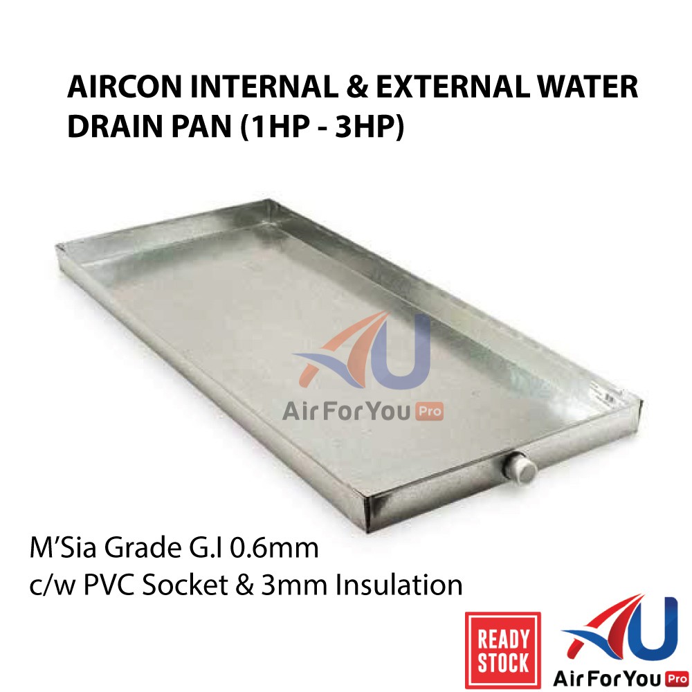 Malaysia Grade G.I Air Con Drain Pan With PVC Socket 3mm Insulation