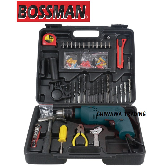 BOSSMAN 13mm Impact Drill c/w Tool Kit BID-750SET / BID750SET High Quality Power Tool