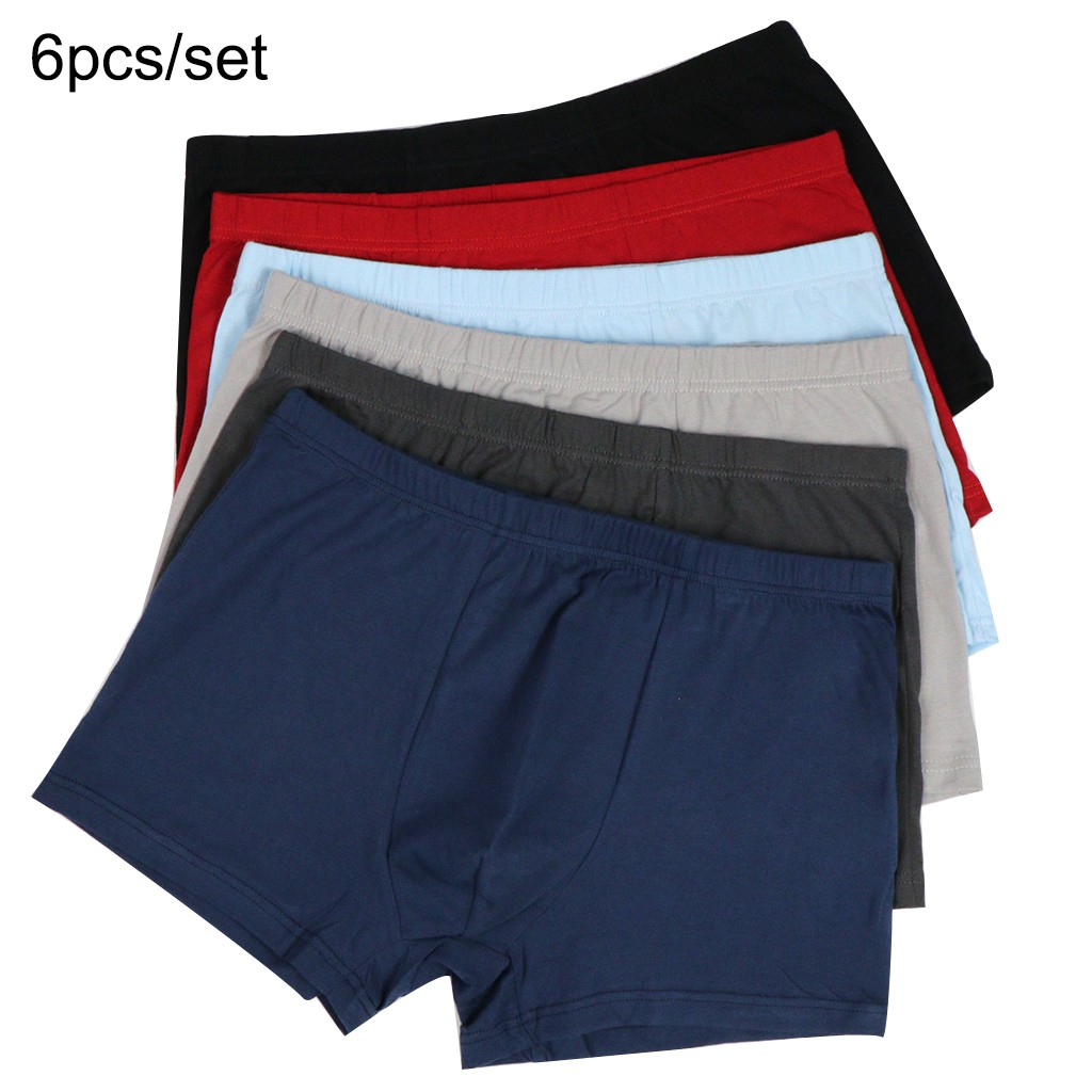 [L-5XL] 6pcs/Pack Men Underwear 100% Cotton Plain Large Size Men's ...