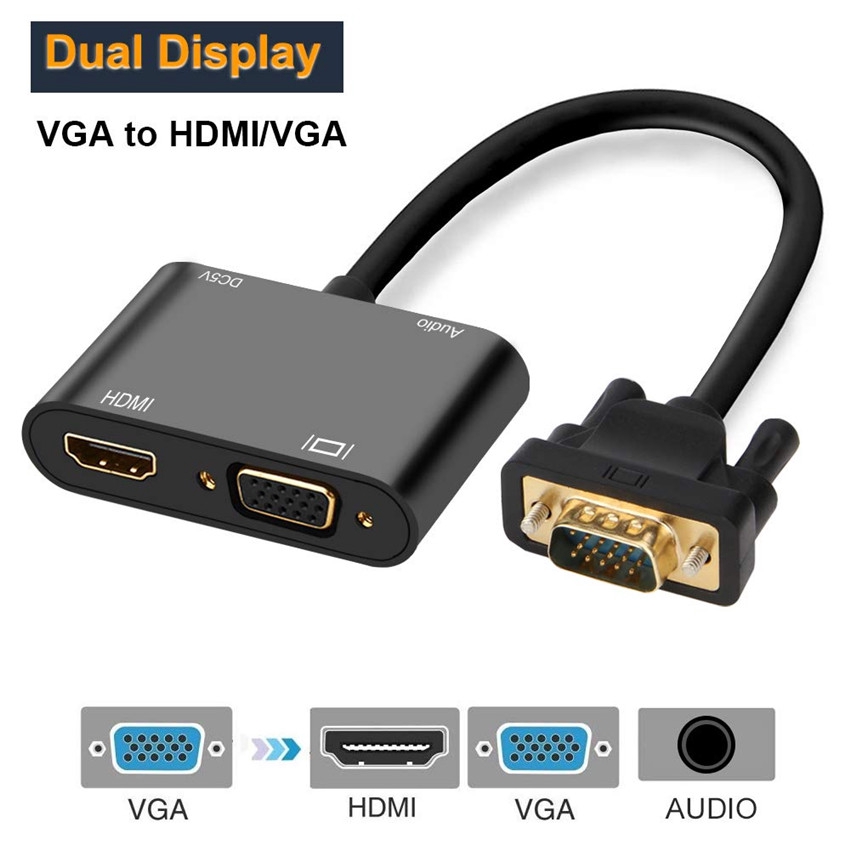 Digitus DA-70461 HDMI / VGA Adapter [1x HDMI plug - 1x VGA socket, Jack  socket 3.5 mm] Black 10.00 cm