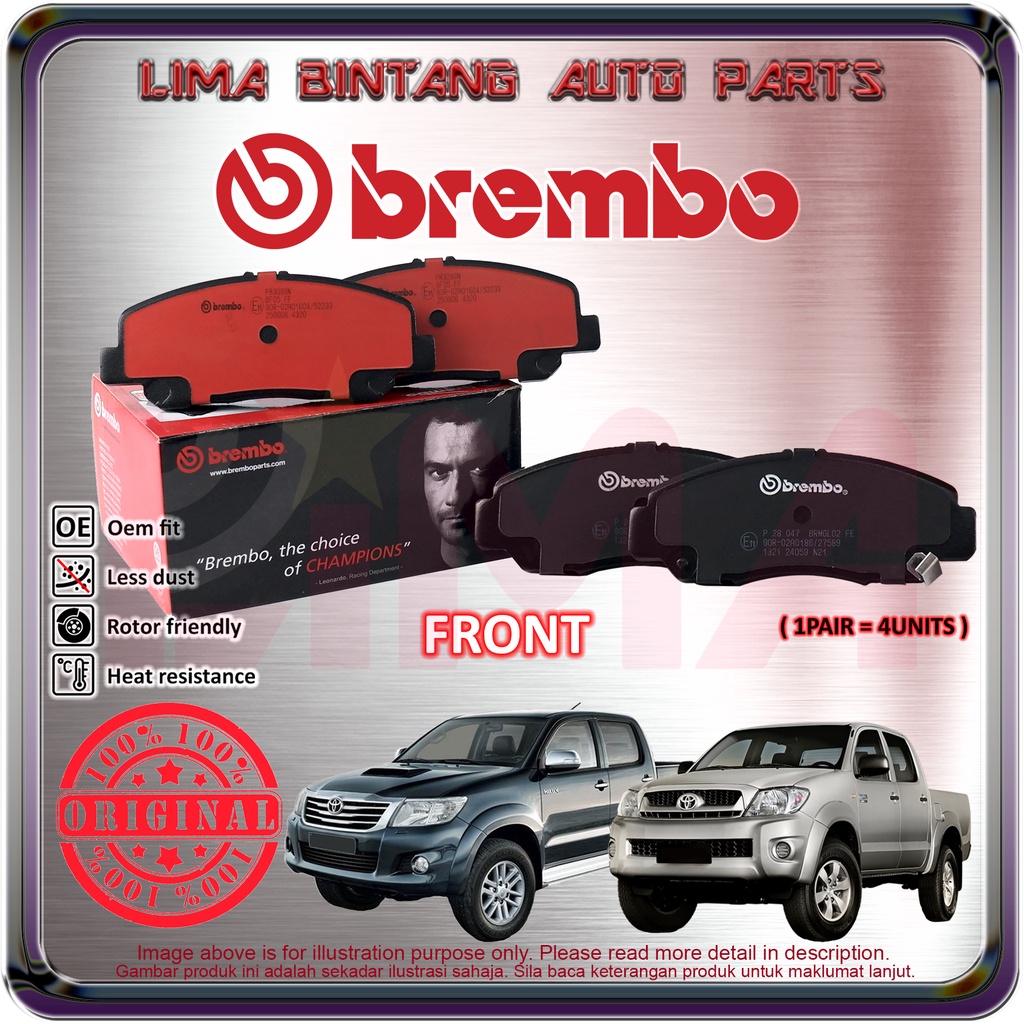 Toyota Hilux Vigo KUN25 KUN26 Front Brake Pads , Disc Brake Pad Brembo