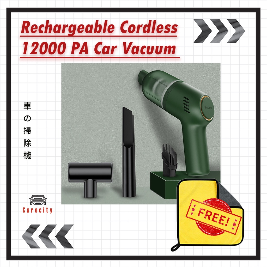 12000pa HIGH SUCTION CAR VACUUM Wireless Portable Car Vacuum Cleaner Cordless Rechargeable Vakum Cleaner Kereta 吸塵機無線