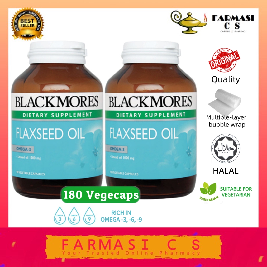 BLACKMORES Flaxseed Oil 90 vegetable capsules x 2 bottles (TWIN) EXP6/2021 [ Omega 3 6 9