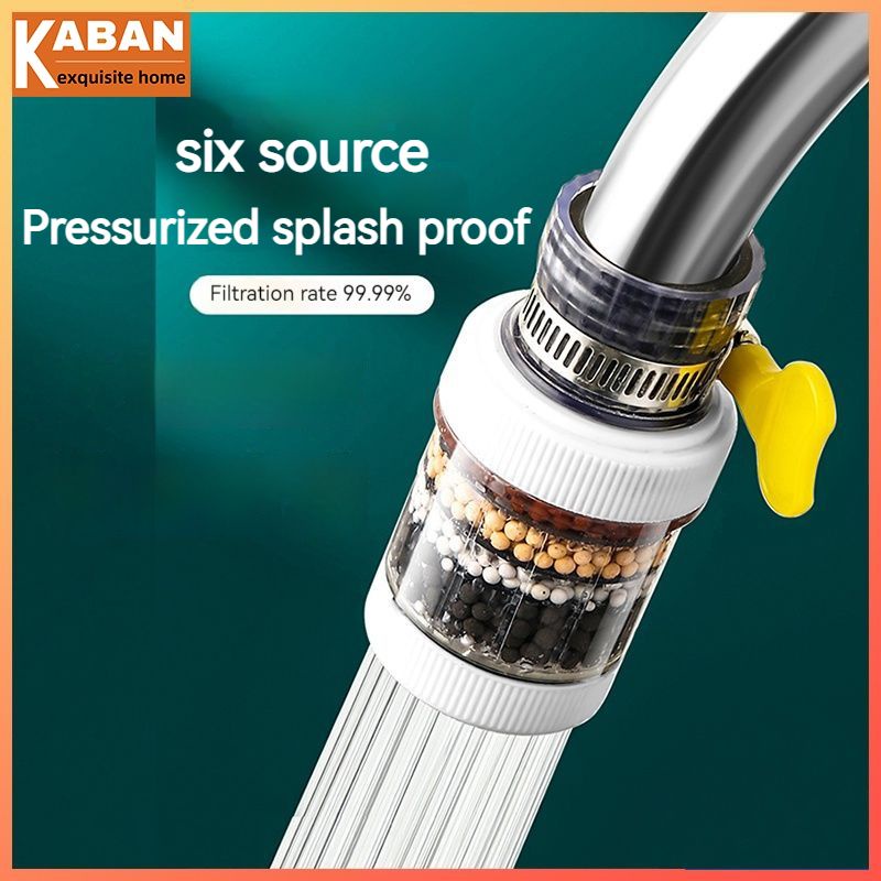 Removable and washable six-layer household faucet filter universal splash-proof shower water saver filterkitchen tap anti-splash mouth extension pipe filter can rotate the tap show