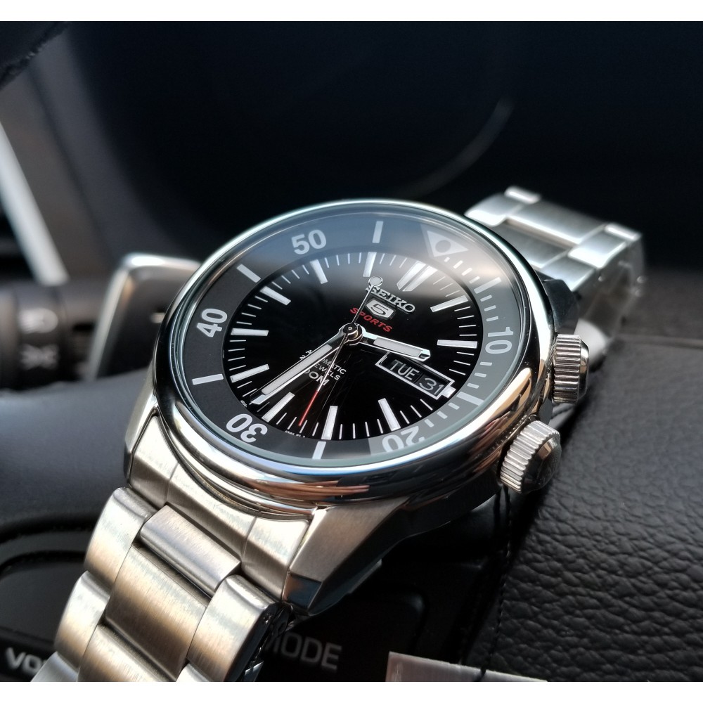 seiko series 5 automatic black dial men's watch