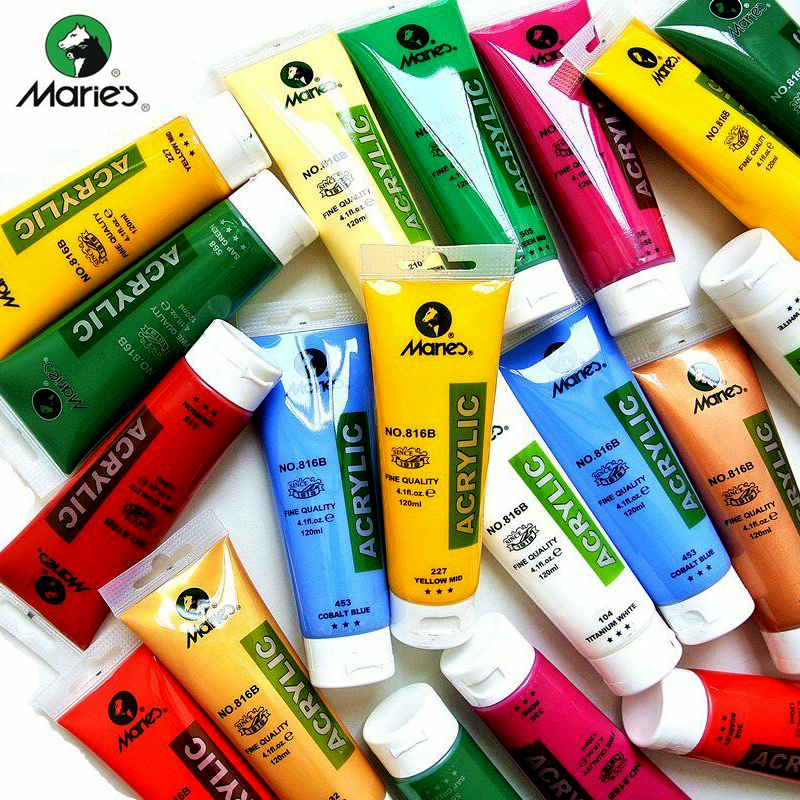 [READY STOCK] Maries Acrylic Colouring Painting 120ml Tube Acrylic Paint Set Artist Student