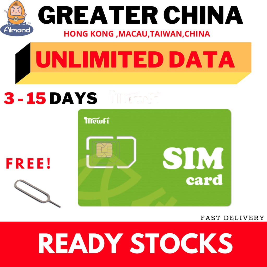 Hk Macau Taiwan China Sim Card Mewcard 3 15 Days Unlimited Datagb 4g D Prepaid Card Travel Sim Card Shopee Malaysia