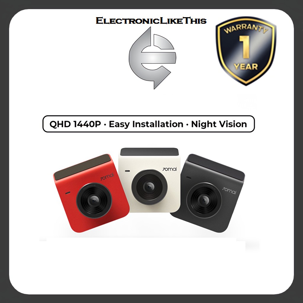70mai A400 Car Recorder Dash Cam QHD 1440P Rear Cam Night Vision 145 FOV WDR App Control Smart