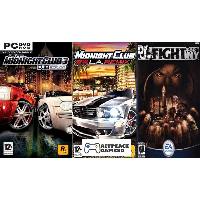 PC GAME) 3 IN 1 Midnight Club . Remix Midnight Club 3: Dub Edition Def  Jam - Fight for NY - DVD | Shopee Malaysia
