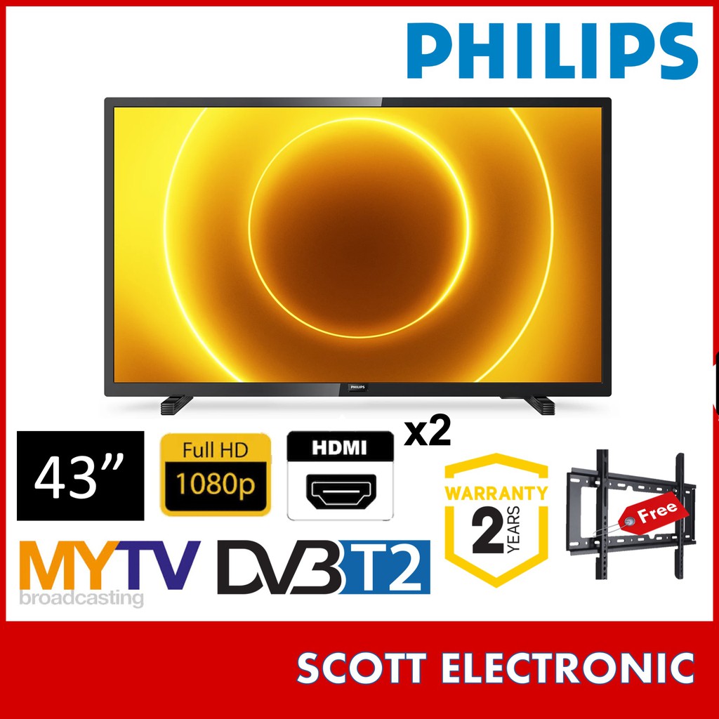 Delivery By Seller Kedah & Penang] Philips 43 Inch Full HD Led Tv DVB-T2 MYTV My free view Television FREE BRACKET