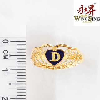 Wing Sing 916 Gold Alphabet D Ring / Cincin Huruf D Emas 916 | Shopee ...