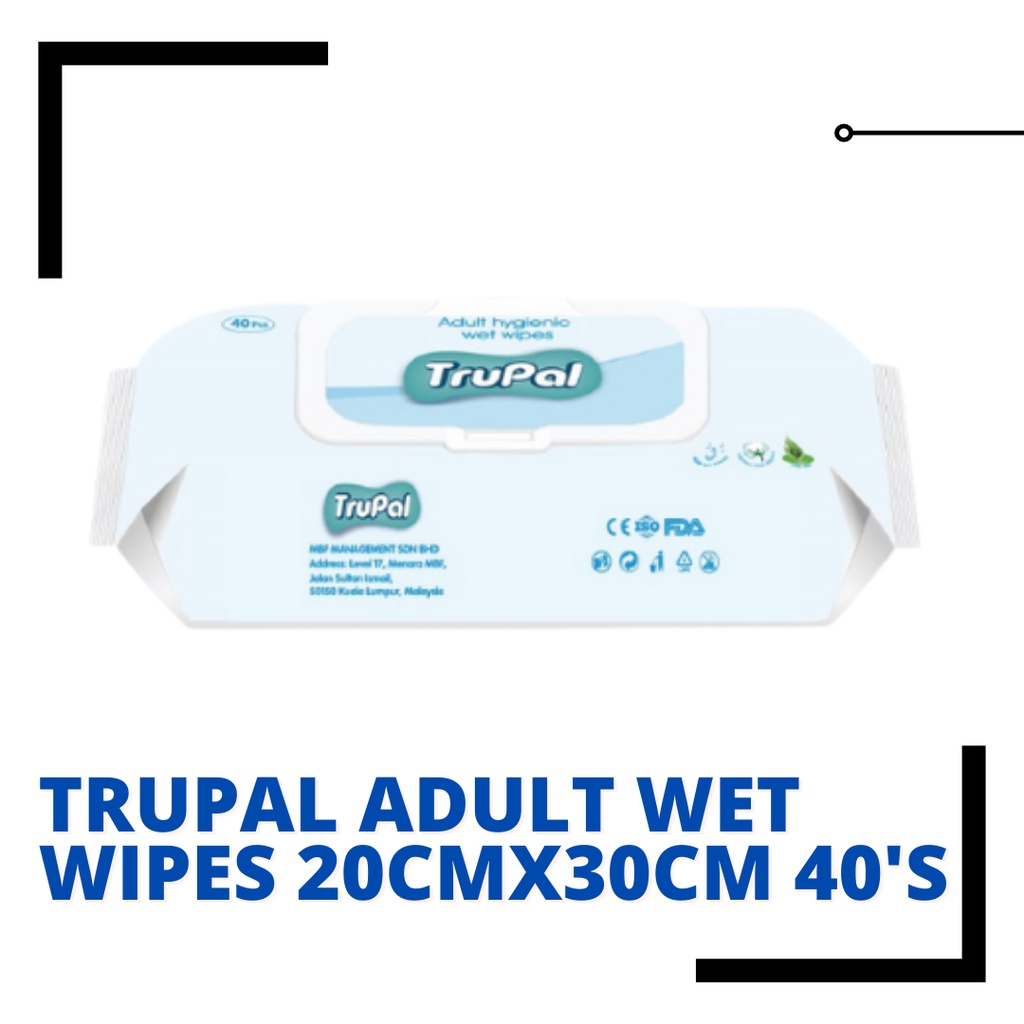 Trupal Adult Wet Wipes 20cmx30cm 40 S [exp 07 2023] Shopee Malaysia