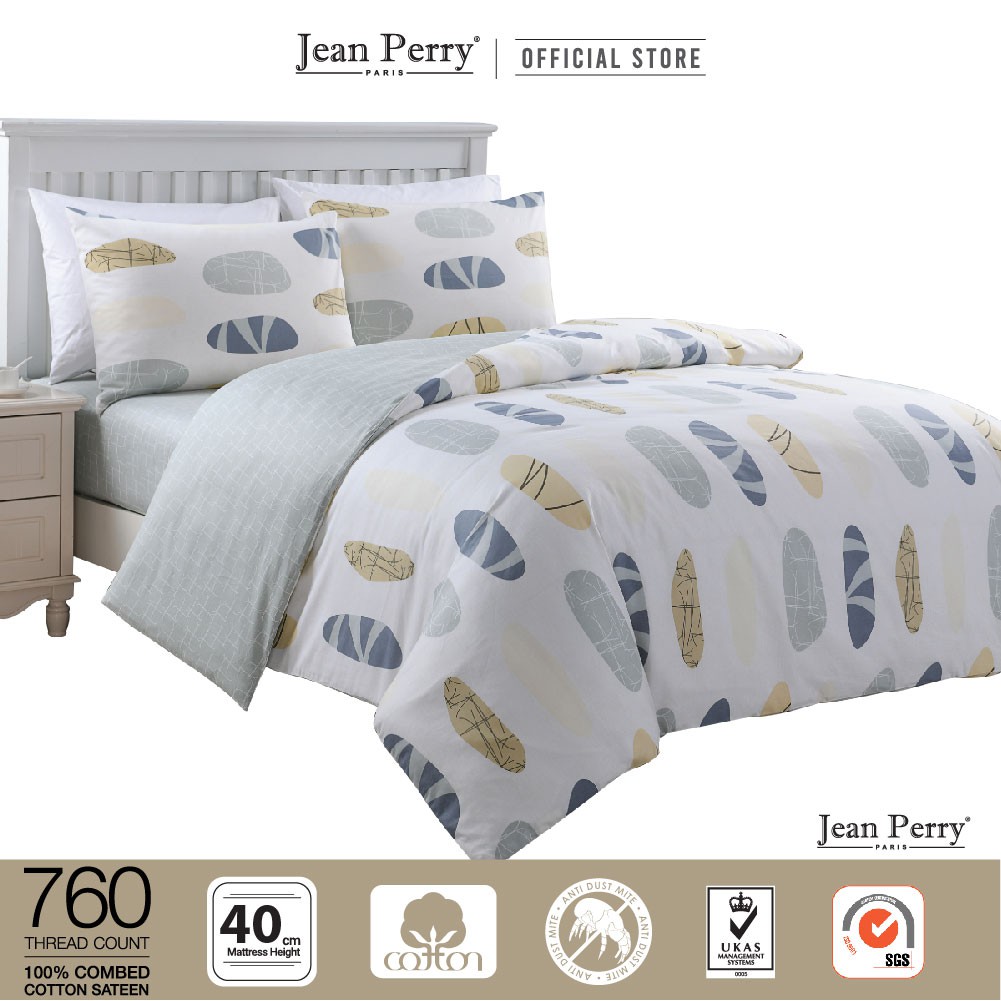 Jean Perry Montana 5IN1 King Quilt Cover + Bedsheet Fitted Set 100