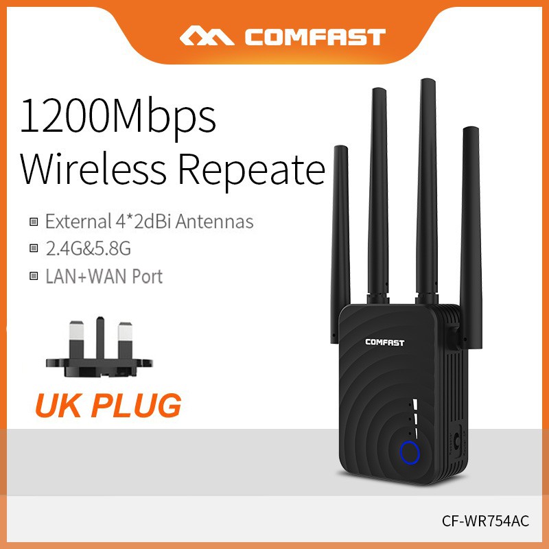 1200Mbps 5Ghz Wifi Repeater 3 In 1 With LAN/WAN Port DualBand Wireless