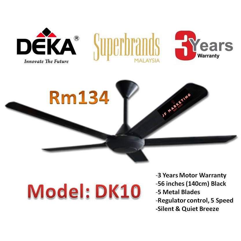 Deka 5 Blade Black Ceiling Fan With Fan Regulator Dk10 Non Remote