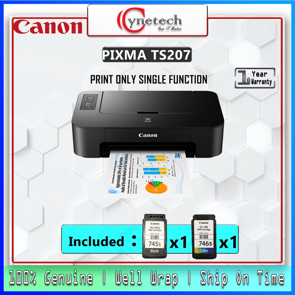 CANON PIXMA TS207 PHOTO SINGLE FUNCTION PRINT ONLY INKJET PRINTER