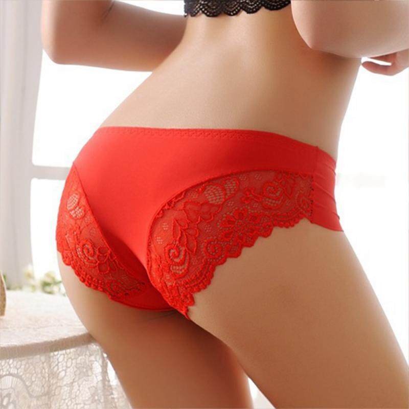 (READY STOCK)Soft Seamless Lace Women Underpants Breathable Cotton Female Middle Waist Sexy Underwear