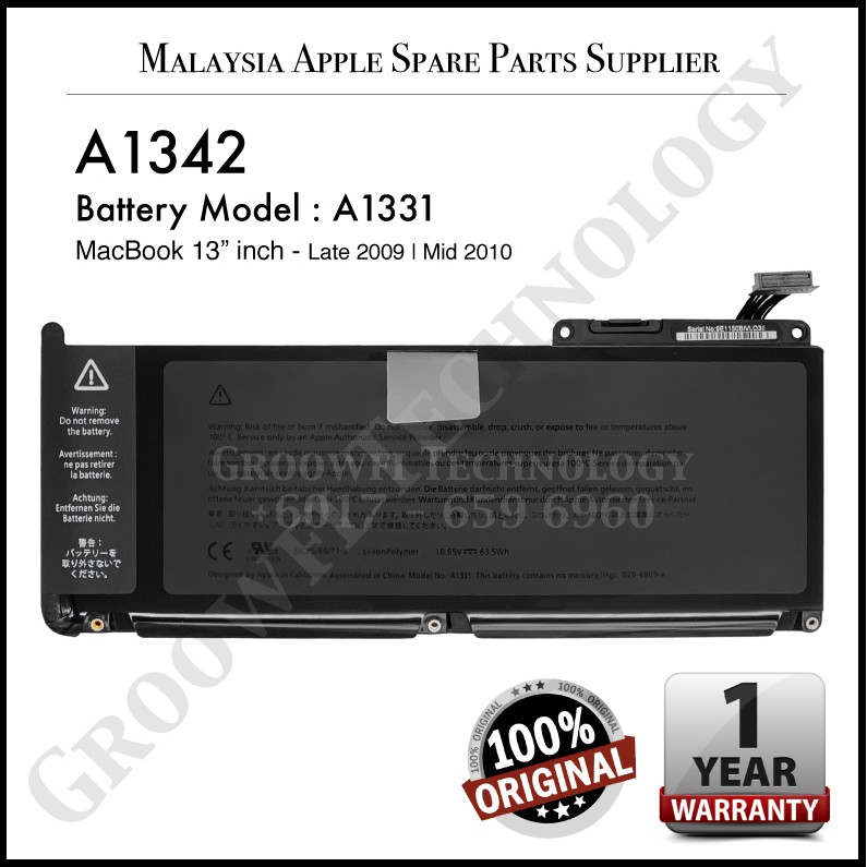 New Original Apple Macbook 13 Inch 09 10 A1342 A1331 Battery Shopee Malaysia