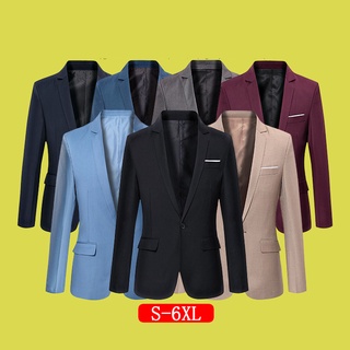 🔥[S-5XL] Men's Blazer Formal Business Outerwear Jacket Korean Suit Slim Fit Wedding Tuxedos Sut lelaki