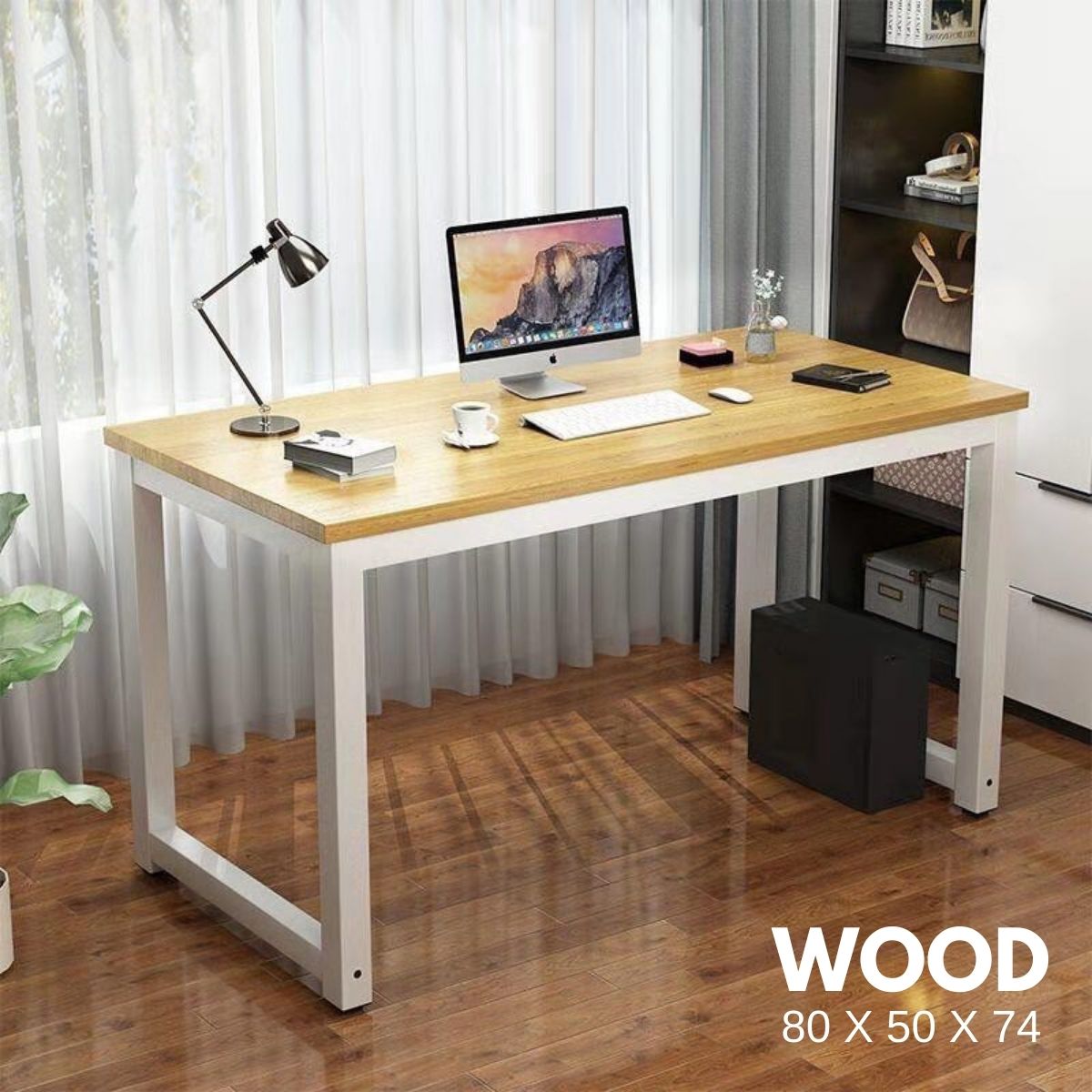 80/100cm Square Type Modern Home Office Computer Desk Modern Design Study Table Meja Menulis ( Black / White / Wood )