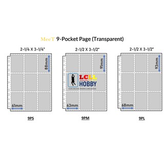 MEET A4 9-POCKET TRANSPARENT PAGES WITH 2-1/2 X 3-1/2” POCKETS (61*88, 63*91, 68*93)