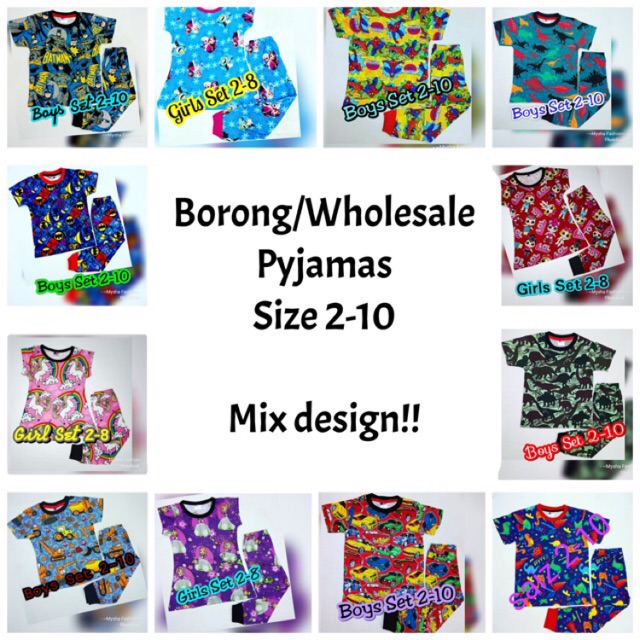 Borong Pyjamas Mixlot Rm8 50 Boy Girl Size 2 8y Shopee Malaysia