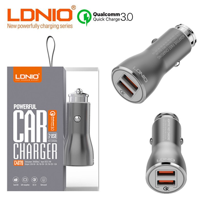 *READY STOCK* LDNIO C407Q Quick Charge 3.0 Fast Charging 2 Dual USB Output Car Charger (3A)