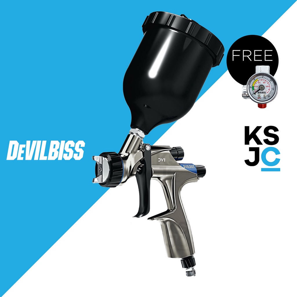 Devilbiss DV1 Basecoat HVLP Spray Gun (with DV1-B Plus(HVLP)Air Cap ...