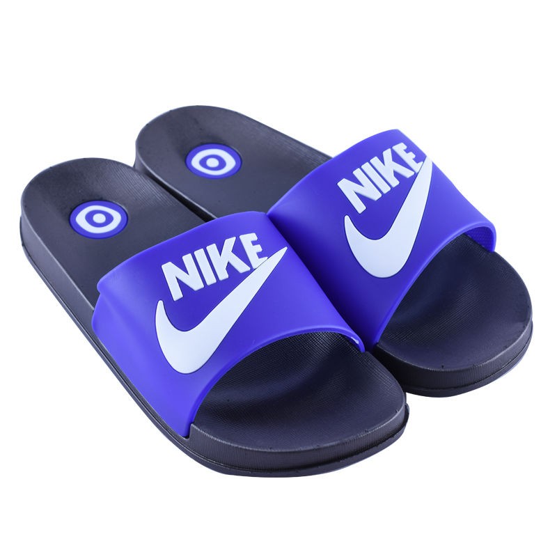 nike slippers blue and black