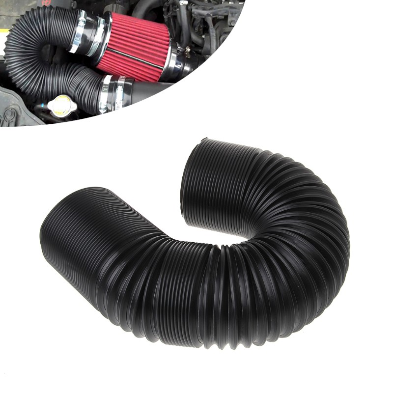 80mm Black Car Air Intake Hose Ducting Feed Pipe Hose Flexible 1m For