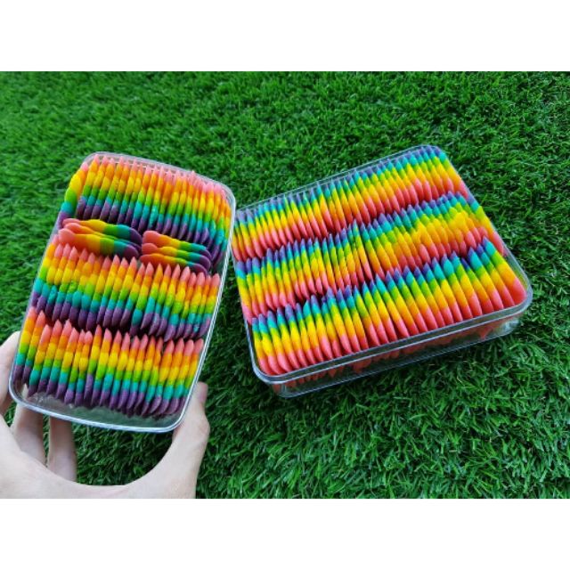 READY STOCK Rainbow cookies biskut pelangi cat  toungue 