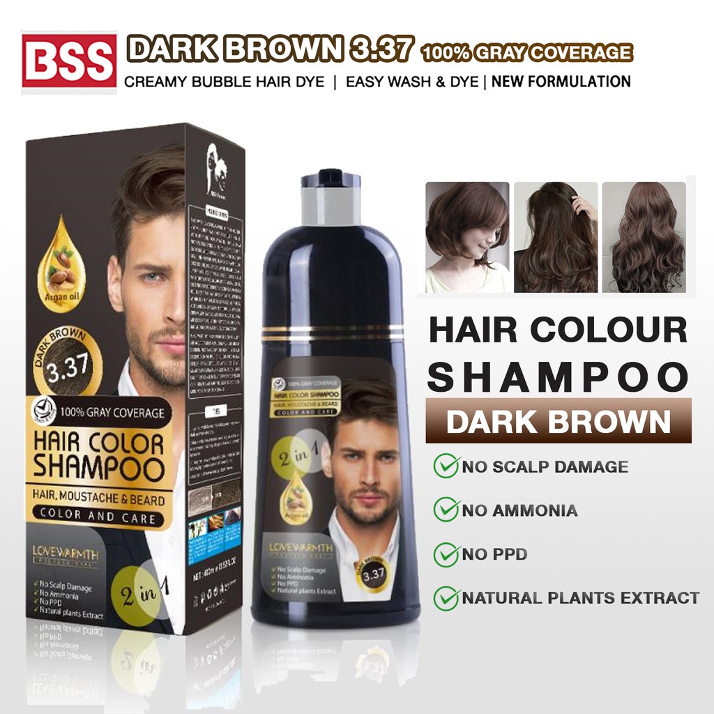 LOVEWARMTH WOYORO HAIR COLOR SHAMPOO DYE | DARK CHOCOLATE / NATURAL BLACK |  For Hair Moustache Beard Hair Color shampoo | Shopee Malaysia