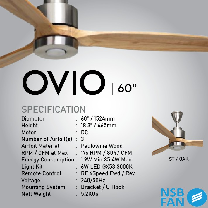 Nsb Ovio 60 Rf Remote Control Ceiling, Ceiling Fan Mounting Bracket Types
