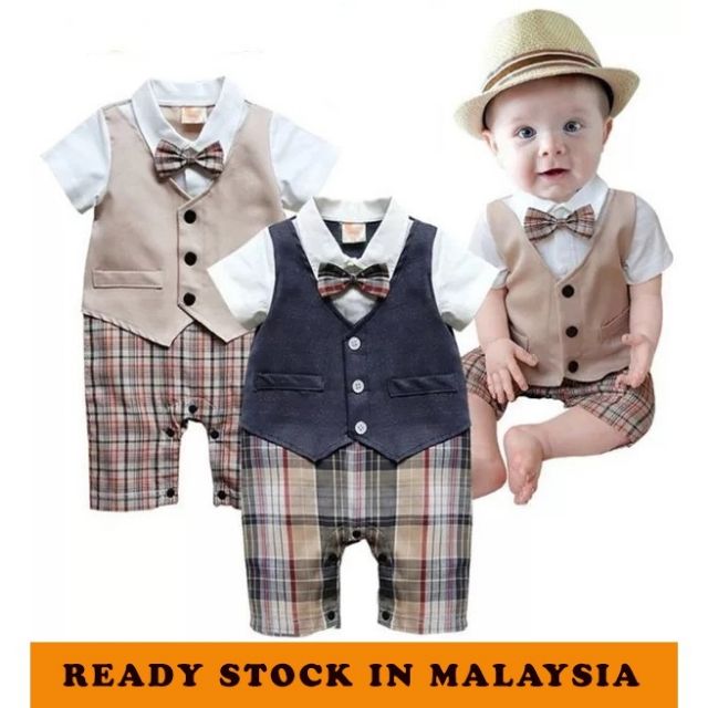 baby boy bow tie romper